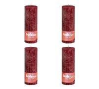 Bolsius Bougies pilier rustiques Lot de 4 Rouge foncé 19 x 7 cm 85 heures non parfumées