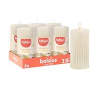 Bolsius - Bougies piliers parfumées - 6 pièces. - 12 cm - striées - vanille - ivoire - bougies parfumées - extraits naturels - contient de la cire végétalienne - sans huile de palme
