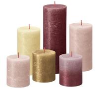 bolsius Bougies Rustiques, Coffret Cadeau de 6, Haptic Luxury, Bougies Décoratives pour la Maison, Longue Durée de Combustion, Non Parfumées, Contient de la Cire Végétale Naturelle