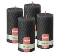 bolsius - Bougies Rustiques en Pilier, Rainurées, Anthracite, Lot de 4, 13 cm, Bougies Décoratives pour la Maison, Fabriquées avec Cire Végétale Naturelle, Sans Huile de Palme