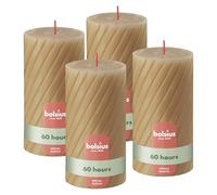 bolsius - Bougies Rustiques en Pilier, Rainurées, Beige, Lot de 4, 13 cm, Bougies Décoratives pour la Maison, Fabriquées avec Cire Végétale Naturelle, Sans Huile de Palme