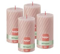 bolsius - Bougies Rustiques en Pilier, Rainurées, Rose Clair, Lot de 4, 13 cm, Bougies Décoratives pour la Maison, Fabriquées avec Cire Végétale Naturelle, Sans Huile de Palme