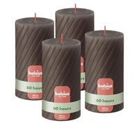 bolsius - Bougies Rustiques en Pilier, Rainurées, Taupe, Lot de 4, 13 cm, Bougies Décoratives pour la Maison, Fabriquées avec Cire Végétale Naturelle, Sans Huile de Palme