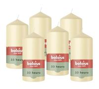 Bolsius - Essentials - Bougie Pilier - Beige - 12cm- 6 Pièces - Bougie Décorative - Contient Cire Végétale Naturelle - sans Huile de Palme