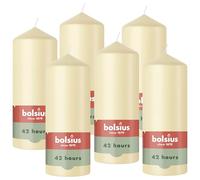 Bolsius - Essentials - Bougie Pilier - Beige - 15cm - 6 Pièces - Bougie Décorative - Contient Cire Végétale Naturelle - sans Huile de Palme