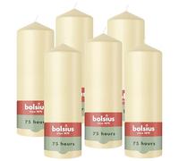 Bolsius - Essentials - Bougie Pilier - Beige - 20cm - 6 Pièces - Bougie Décorative - Contient Cire Végétale Naturelle - sans Huile de Palme