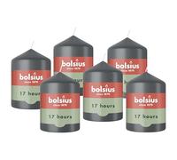 Bolsius - Essentials - Bougie Pilier - Gris - 8cm - 6 Pièces - Bougie Décorative - Contient Cire Végétale Naturelle - sans Huile de Palme