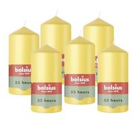 Bolsius - Essentials - Bougie Pilier - Jaune Frais - 12cm - 6 Pièces - Bougie Décorative - Contient Cire Végétale Naturelle - sans Huile de Palme