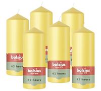 Bolsius - Essentials - Bougie Pilier - Jaune Frais - 15cm - 6 Pièces - Bougie Décorative - Contient Cire Végétale Naturelle - sans Huile de Palme