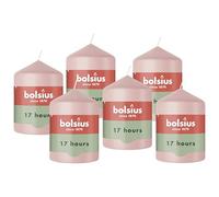 Bolsius - Essentials - Bougie Pilier - Pastel Rose- 8cm - 6 Pièces - Bougie Décorative - Contient Cire Végétale Naturelle - sans Huile de Palme
