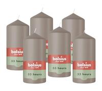 Bolsius - Essentials - Bougie Pilier - Pastel Taupe- 12cm - 6 Pièces - Bougie Décorative - Contient Cire Végétale Naturelle - sans Huile de Palme
