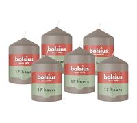 Bolsius - Essentials - Bougie Pilier - Pastel Taupe- 8cm - 6 Pièces - Bougie Décorative - Contient Cire Végétale Naturelle - sans Huile de Palme