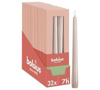 Bolsius Essentials - Lot de 32 - bougies pointues lisses - Rose clair - 24,5 cm - 7,5 heures - Bougies décoratives - Sans huile de palme - Avec cire végétale naturelle