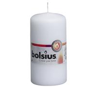 Bolsius Lot de 10 bougies piliers lisses - Blanc - Bougies décoratives pour la maison - Longueur de combustion : 33 heures - Sans parfum - Cire végétale naturelle - 12 x 6 cm