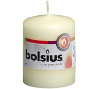 Bolsius Lot de 10 bougies piliers, lisses, ivoire, 8 cm, décoratives, longueur de combustion : 17 heures, non parfumées