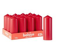 Bolsius - Lot de 12 bougies piliers lisses - Blanches - 15 x 6 cm - Décoratives - Durée de combustion 42 heures - Non parfumées - Contient de la cire végétale naturelle - Sans huile de palme