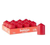 Bolsius - Lot de 12 bougies piliers lisses - Rouges - 8 x 6 cm - Durée de combustion : 17 heures - Non parfumées, Contient de la cire végétale naturelle - Sans huile de palme