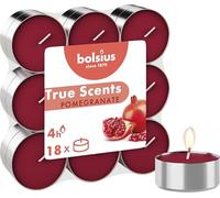 Bolsius - Lot de 18 Bougies Chauffe-Plat Parfum - Grenade - Durée de Combustion: 4 Heures - Décoration - Extraits naturels - avec Cire Naturelle végétalienne