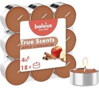 Bolsius - Lot de 18 Bougies Chauffe-Plat Parfum - Pomme Cannelle - Durée de Combustion: 4 Heures - Décoration d'intérieur - Extraits naturels - avec Cire Naturelle végétalienne