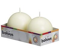 Bolsius Lot de 2 bougies boule ivoire - 7 cm non parfumées - Bougies sans gouttes - Bougies de dîner sans fumée - Parfaites pour les bougies de mariage, les fêtes et les occasions spéciales