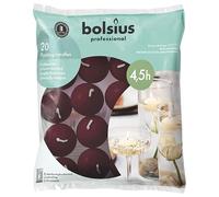 Bolsius Lot de 20 bougies flottantes, bordeaux, diamètre : 45 mm, longueur de combustion : 4,5 heures, cire praffine, sans huile de palme, décoratives, pour la maison