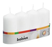 Bolsius Lot de 4 Bougies Pilier - Blanc - Longue Durée de combustion de 20 heures - Maison - Décoration d'intérieur - Anti-goutte - Sans parfum - Facile à Religion - Cire de paraffine - 100 x 50 mm