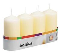 Bolsius Lot de 4 bougies pilier - Ivoire - Longue durée de combustion de 20 heures - Maison - Décoration d'intérieur - Anti-goutte - Sans parfum - Facile à relancer - Cire de paraffine - 100 x 50 mm