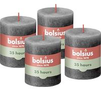 BOLSIUS - Lot de 4 bougies pilier rustiques - anthracite - gris foncé - 8 x 7 cm - Longueur de combustion : 35 heures