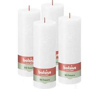 Bolsius - Lot de 4 bougies pilier rustiques - Blanc - Combustion de 85 heures - Décoration d'intérieur - Sans parfum - Cire végétalienne naturelle - Sans huile de palme - 19 x 7 cm