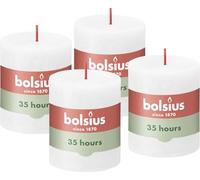 Bolsius Lot de 4 bougies pilier rustiques - Blanc - Longue durée de combustion de 35 heures - Bougie d'intérieur - Non parfumée - Cire végétalienne naturelle - Sans huile de palme - 8 x 6,8cm