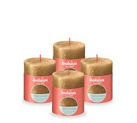 Bolsius Lot de 4 bougies pilier rustiques - Doré scintillant - Longue durée de combustion de 35 heures - Décoration d'intérieur - Sans parfum - Avec cire naturelle végétalienne - Sans huile de palme -