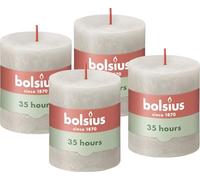 Bolsius - Lot de 4 bougies pilier rustiques - Gris clair - Longue durée de combustion de 35 heures - Bougie d'intérieur - Non parfumée - Cire végétalienne naturelle - Sans huile de palme - 8 x 7 cm