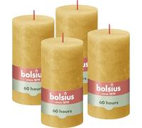 Bolsius Bougies pilier rustiques Lot de 4 – Jaune nid d'abeilles 130 x 68 mm – 60 heures