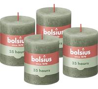 Bolsius Bougies pilier Shine - Lot de 4, 35 h, non parfumées - Vert olive