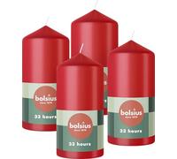 Bolsius - Lot de 4 bougies piliers - 12 x 6 cm - décoratives d'intérieur - Longue durée de combustion de 33 heures - Sans parfum - 5% Cire naturelle végétalienne - Sans huile de palme
