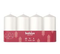 Bolsius Lot de 4 bougies piliers lisses - Blanc - 100 x 48 mm - Bougies décoratives - Longue durée de combustion - Sans parfum - Avec cire végétale naturelle - Sans huile de palme
