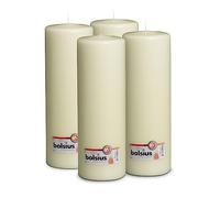 Bolsius Lot de 4 bougies piliers lisses - Ivoire - 30 x 7 cm - Bougies décoratives - Longueur de combustion : 175 heures - Non parfumées