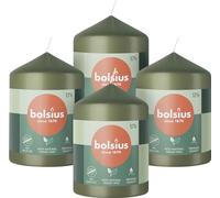 Bolsius - Lot de 4 bougies piliers - Vert - 8 x 6 cm