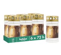 Bolsius Lot de 6 bougies funéraires - Avec motif - Bummel - Longueur de combustion : 3 jours - Bougie funéraire et mémorial - Combustion propre - Sans huile de palme, Blanc.