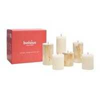 Bolsius - Lot de 6 bougies piliers - Beige - Ivoire - 6 bougies - Marbre - Rustique - Bougies décoratives - Sans huile de palme
