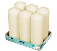 BOLSIUS Lot de 6 bougies piliers ivoire en vrac - 7,6 x 22,9 cm - Plus de 116 heures de combustion propre - Sans huile de palme - 0 % de graisse animale - Qualité européenne - Sans parfum - Sans