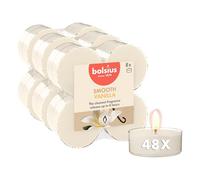 Bolsius - Lot de 8 Bougies Chauffe-Plat Maxi Parfum - Vanille - Longue durée de Combustion de 8 Heures - Extraits naturels - Cire végétalienne - sans Huile de Palme