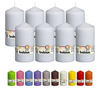 Bolsius Lot de 8 bougies piliers, lisses, blanches, 15 x 8 cm, décoratives, durée de combustion 65 heures, non parfumées
