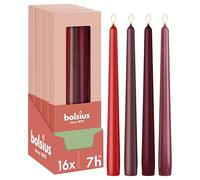 Bolsius Lot de bougies pointues lisses - Rouge - Bougies décoratives pour la maison - Avec cire végétale naturelle - Sans huile de palme