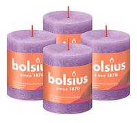 BOLSIUS - Lumière rustique - Violet - 8cm - 4 pièces - Cire végétale