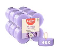Bolsius - Maxi bougies chauffe-plat parfumées - Lavande - Violet bleu - 48 pièces - Extraits naturels - Contient de la cire végétalienne - Sans huile de palme