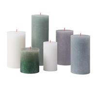Bolsius - Rustik Lot de 6 bougies piliers - Cadeau - Paysage nordique - Bougies décoratives pour la maison - Longueur de combustion - Sans parfum - Cire végétale naturelle - Sans huile de palme