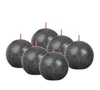 Bolsius - Rustik Lot de 6 bougies sphériques - Anthracite - Diamètre : 7,6 cm - Bougie décorative - Durée de combustion : 25 heures - Sans parfum - Cire végétale naturelle - Sans huile de palme
