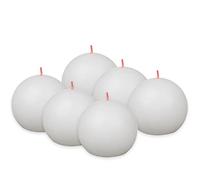 Bolsius Rustik Lot de 6 bougies sphériques blanches décoratives - Durée de combustion : 25 heures - Sans parfum - Cire végétale naturelle - Sans huile de palme - Ø 7,6 cm, Blanc