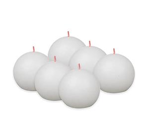 Bolsius Rustik Lot de 6 bougies sphériques blanches décoratives - Durée de combustion : 25 heures - Sans parfum - Cire végétale naturelle - Sans huile de palme - Ø 7,6 cm, Blanc